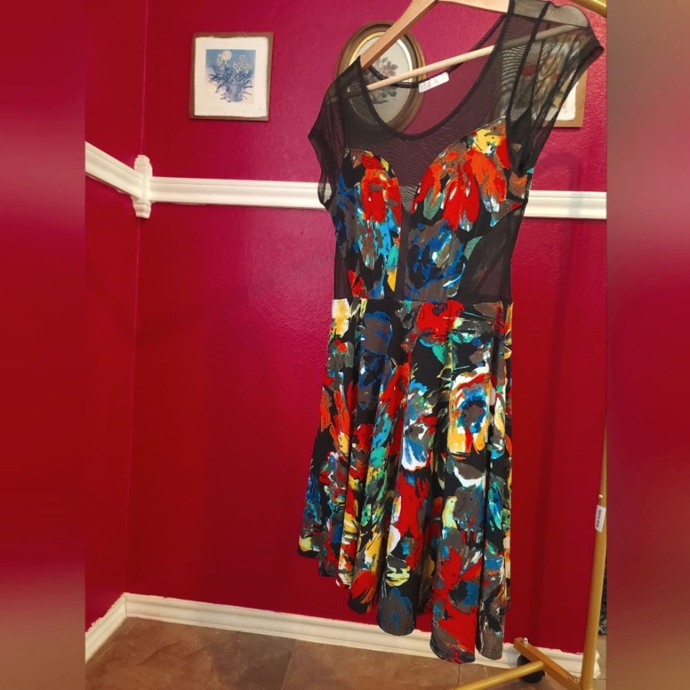 Kaitlyn colorful mesh panel dress